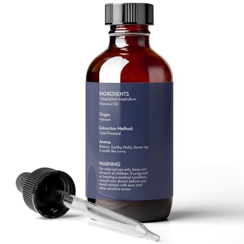 Pure Body Naturals Cold Pressed Tamanu Oil, 4 Fl Oz - Calms Irritated Skin - Moisturises Dry Scaly Skin