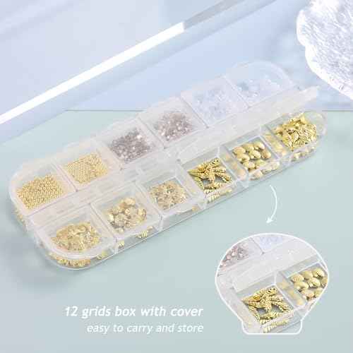 Summer Nail Charms, 3D Beach Nail Charms Metal Starfish Seashell Tropical Ocean Nail Art Decorations, Gold Beads and Pearls Rhinestones with Tweezers for Manicure, concha nacar para u?as