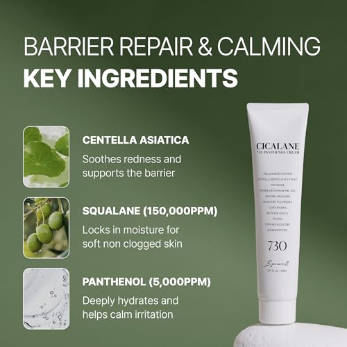 Cica Face Moisturizer with Pro-Vitamin B5 ? Daily Hydrating Cream for Dry and Delicate Skin ? With Panthenol, Squalane & Glycerin ? Lightweight Skin Barrier Support, Day & Night, 2.2 Fl Oz.