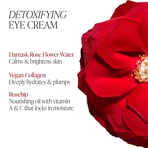 BYROE Rose Tea Eye Cream | Detoxifying Eye Treatment to Visibly Plump and Treat Dark Circles | Tighten and Fill Fine Lines with Damask Rose Flower Water and Vegan Collagen | 20ML