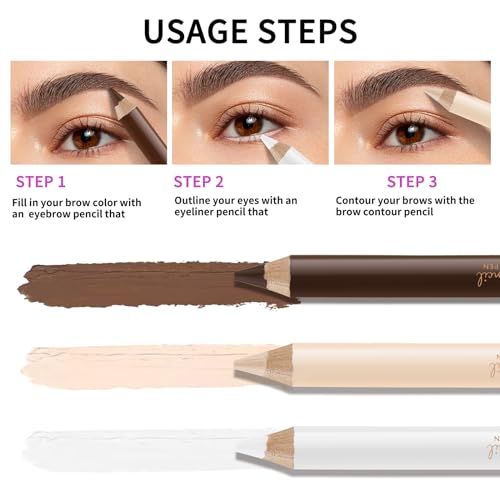 3-Piece Eyebrow Pencil & Eyeliner Set - Waterproof Long Lasting