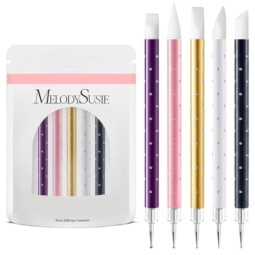 MelodySusie 5Pc Nail Art Brush Set with Dotting Pens & Sculpting Tools