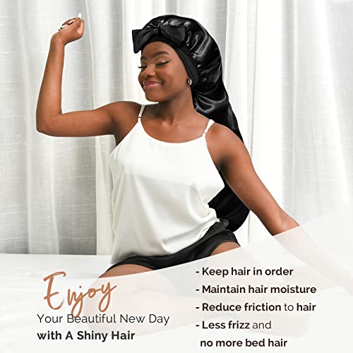 Silk Sleeping Bonnet with Tie Band for Braids & Locs