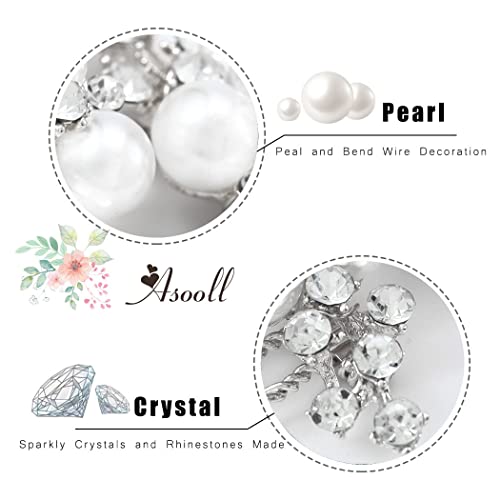 Wedding Pearl Hair Comb Set - Bride Rhinestone Headpiece (2 Pack)