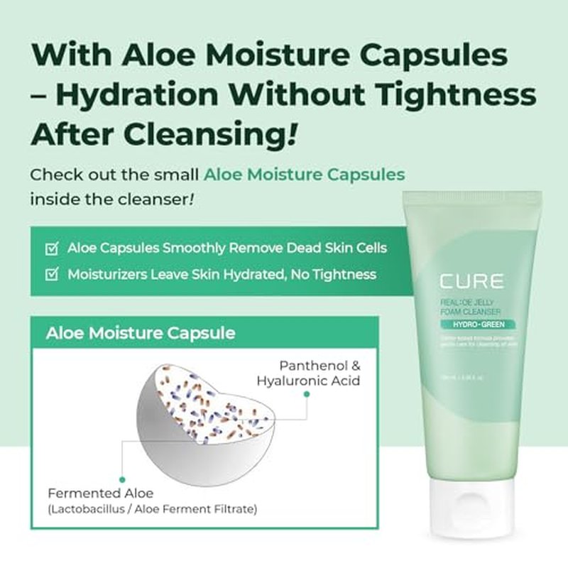 CURE Aloe Vera Foam Cleanser – Hydrating Korean Face Wash for Sensitive Skin