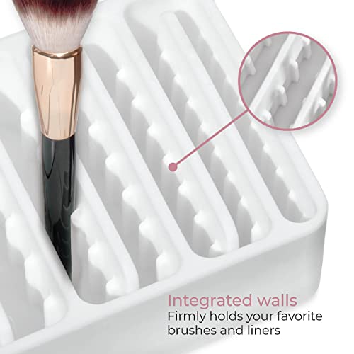iDesign The Sarah Tanno Collection Silicone Cosmetic and Makeup Brush Holder with Multi-Sized Slots, White