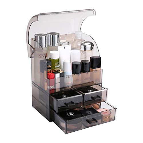 MOOCHI Professional Large Cosmetic Makeup Organizer Dust Water Proof Cosmetics Storage Display Case with Drawers