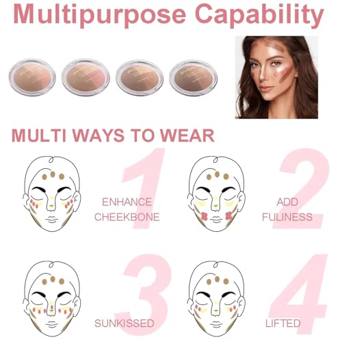 3-in-1 Blush Highlight Bronze Baked Powder Palette - Contour Kit