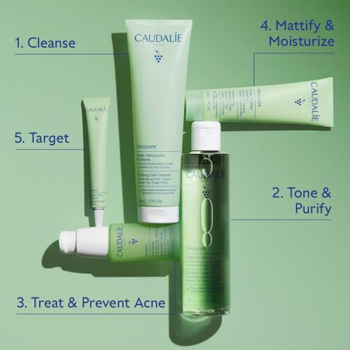 Caudalie Vinopure Acne Treatment, Salicylic Acid Serum to Treat and Prevent Blemishes - 30 mL