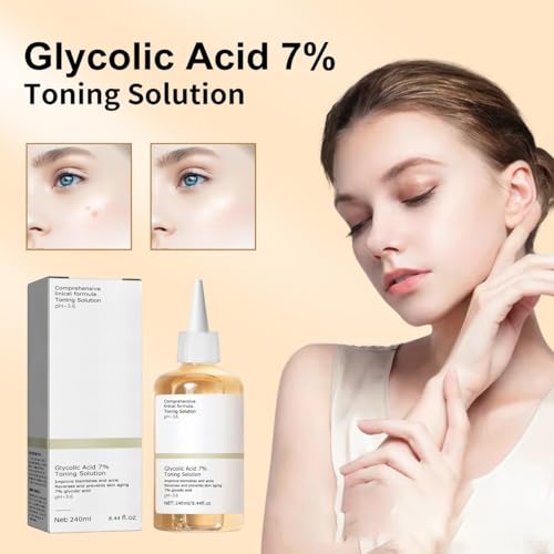 Glycolic Acid 7% Serum Toner, Facial Exfoliation Toning Solution Rejuvenate Your Skin Astringe Pores Solution for Blemishes and Acne. (100 ML)