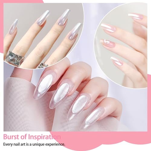 Allstarry Pearl Chrome Nail Powder - Iridescent Aurora White - A-Pearl Variation