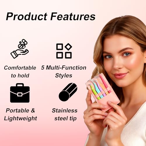 5-Piece Eyelash Extension Tweezers Set for Precision Lash Work