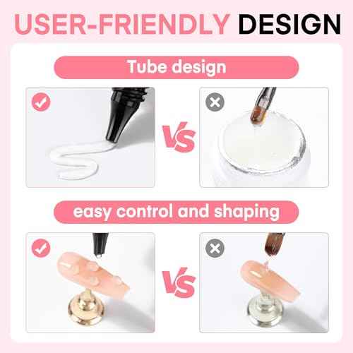 UNA GELLA 3D Gel Nail Art, 2Pcs 15g Clear No Wipe Sculpting Gel Polish for Nail Tips, Drawing, Molding, Chrome Powder, Carving & Decoration, Rhinestones, Charms and Gems, DIY Christmas Art Designs