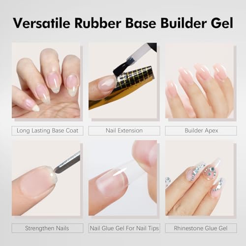 FZANEST Rubber Base & No Wipe Top Coat Gel Nail Polish Set