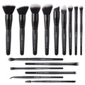 Black Raffaello 15Pcs Makeup Brush Set - Synthetic, Vegan, Professional Quality