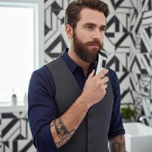 maxeylead 32mm Full Size Replacement Trimmer Blade Compatible with Philips Norelco Multigroom MG3750 MG5750 MG7750 MG7790 MG9510 BT5511 Beard Trimmer Attachment Parts Black (Silver)