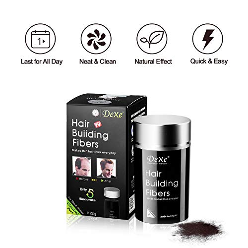 Dexe Hair Building Fibers Powder - Black, Instant Hair Thickener