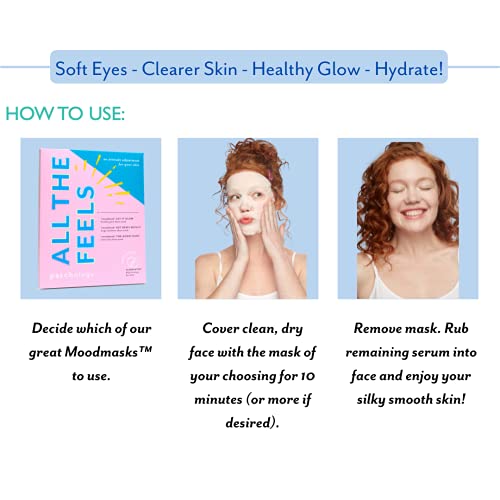 Patchology "All the Feels Sheet Masks - Hydrating Face Masks for dry skin and blotchy redness. Facial Sheet Mask Skincare Treatment to reduce puffiness, redness and wrinkles (3 Piece Set)