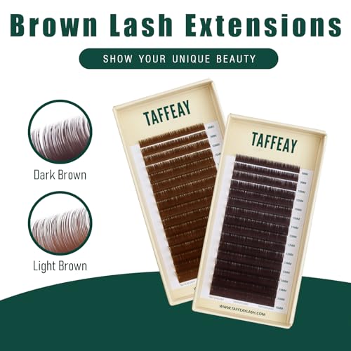 Colored Lash Extensions 0.03/0.05/0.07/0.15 Individual Cashmere Eyelash Extension 8-15mm Mixed Length Tray C/D/CC Curl-16 Rows,Professional Supplies for Lash Techs(Light Brown 0.03 CC 8-15mm)