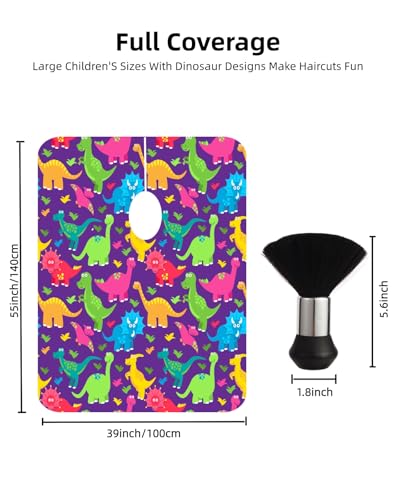 Kids Barber Cape with Neck Duster Brush - Dinosaur