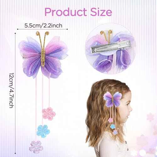 OAOLEER 6PCS Halloween Hair Bows for Girls, Yellow Purple Flower Hair Accessories for Girls Grosgrain Ribbon Bows With Alligator Clips Girl for Kids Teen (Flower Bows-Back to School)