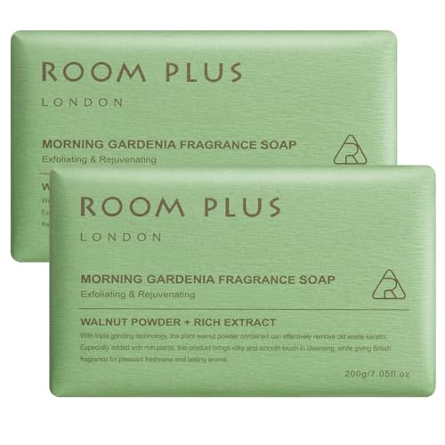 YESUN Fragrance Bar Soap, Big Brick of Bath Soap,Made with Organic Oils, 2-pack,14OZ,Natural Soap Bar,Moisturizing clean, Floral Scent,Walnut Powder Exfoliates ROOMPLUS (Gardenia)