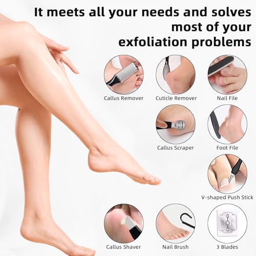 Rechargeable Electric Callus Remover for Feet with 3 Replacement Rollers and LED Light