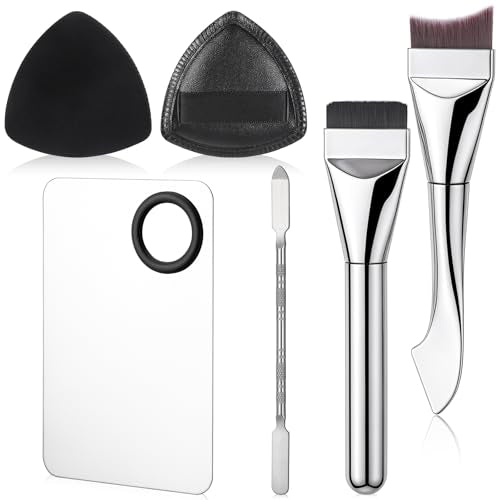 Makeup Mixing Palette Set with Brushes & Spatula - 6Pcs