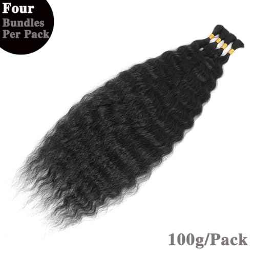 Super Wave Bulk Human Hair 100% Unprocessed Brazilian Virgin Human Hair Extensions Bundles for Braiding Hair Wet and Wave Micro Human Hair(1Pack-4PCS, 18inch Natural Black)