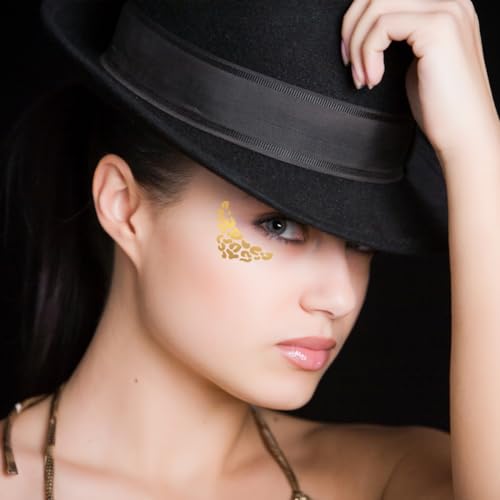 Metallic Gold Cheetah Print Under Eye Temporary Tattoos 20pk