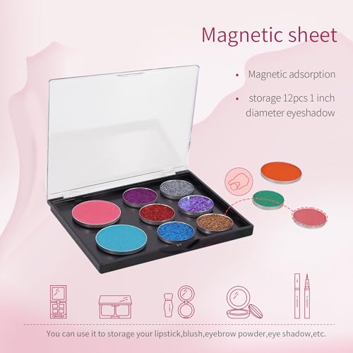 AJLTPA Magnetic Makeup Palette with Clear Top, 3Pack Empty Eyeshadow Pan Dispensing Storage Box with 60Pcs Adhesive Metal Stickers for DIY Cosmetics Lipstick Blush Powder-4.8" x 4"Palette