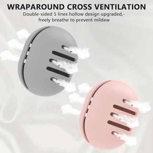 2 Pcs Makeup Sponge Holder,Double-Sided Breathable Silicone Beauty Blender Holder for Travel or Daily,Shatterproof Make-up Travel Case Quick Drying Easy to Carry,Grey+Pink