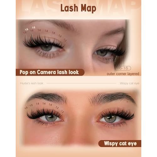 Wispy Lash Clusters 12-14-16mm Eyelash Clusters Set C Curl Pesta?as Postizas Naturales Fluffy Natural Lash Clusters for Effortless Eyelash Extensions Individual Lashes DIY False Eyelashes