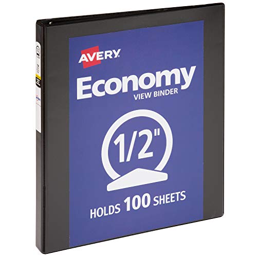 Avery Economy View 3 Ring Binder, 1 Inch Round Rings, 1 Black Binder (05710)