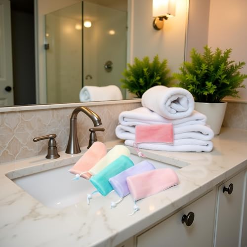 6-Piece Exfoliating Mesh Soap Pouches with Drawstring