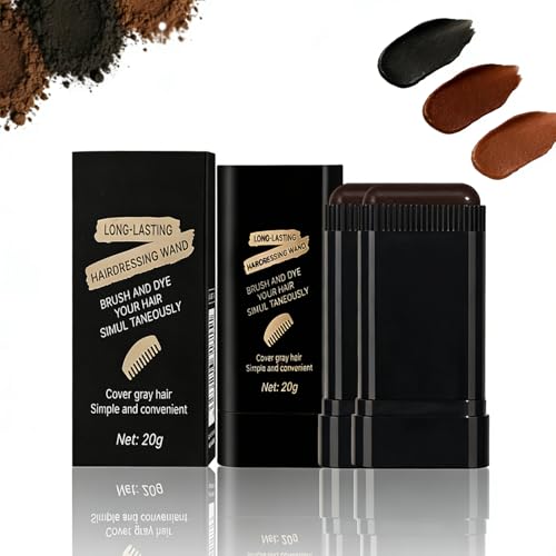 Glo7 Brownish Black Hair Dye Concealer Stick for Gray Root Coverage, Waterproof & Long-Lasting