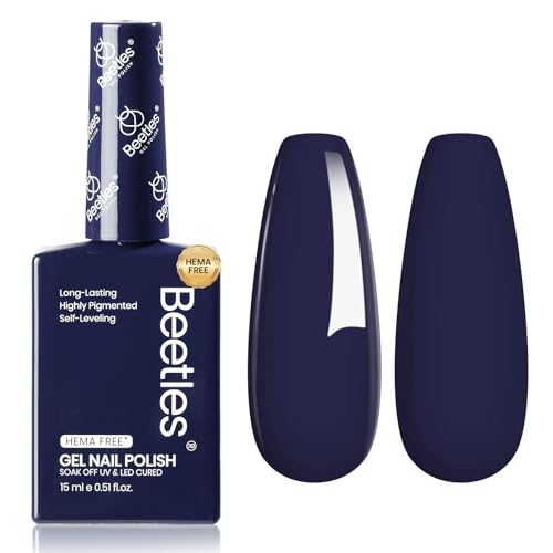 Beetles Navy Blue Gel Polish 15ML - Eclipse Blue Creme Variant, Long-Lasting & Chip-Resistant