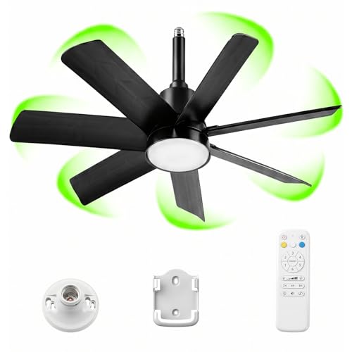 28 Inch Socket Ceiling Fan Light with Remote, E26/E27, LED Dimmable