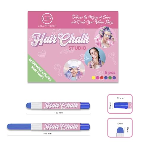 Hair Chalk Pens - 6 Washable Temporary Colours for Kids