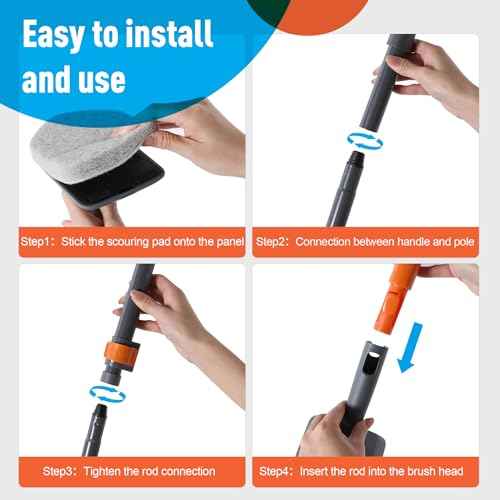 Extendable Shower Scrubber,Bathroom Tub Cleaner Brush with Long Handle-56 inches,Shower Tile Floor Wall Cleaning Tools, Bathtub Brushes for Cleaning with 4 PCS Scrub Pads