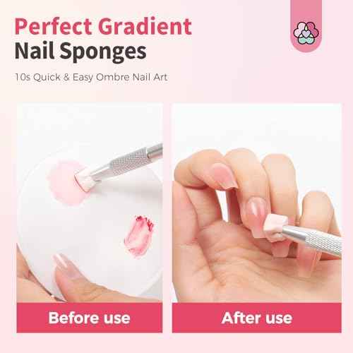 SAVILAND 100PCS Nail Sponges for Ombre: Nail Art Sponges with Storage Box Grabbing Pen Ombre Nail Sponge Gradient Nail Tools Aura Nails Ombre Nail Brush Accessories Supplies Home DIY Nail Art Salon