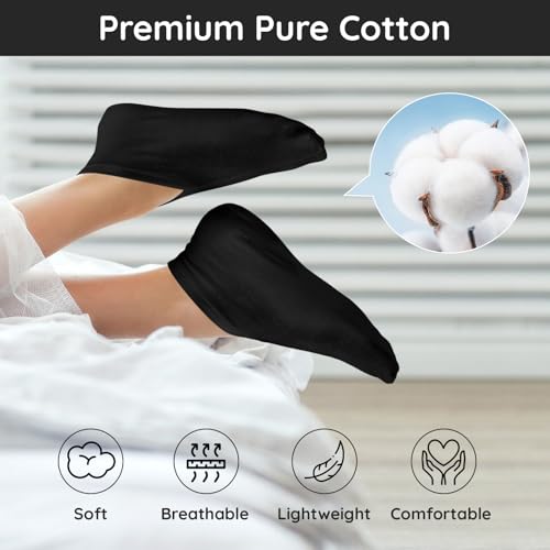 Segbeauty 12 Pairs Black Moisturizing Cotton Sleep Socks for Cracked Heel Repair