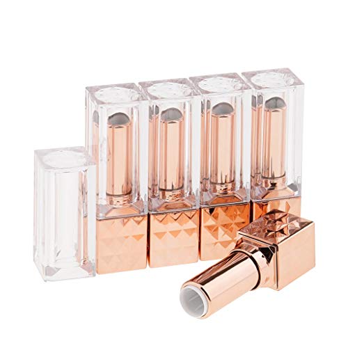 5pcs Empty Lip Balm Tubes DIY Lipstick Tube Lip Balm Bottle Case Cosmetic Bottle Container - Rose Gold