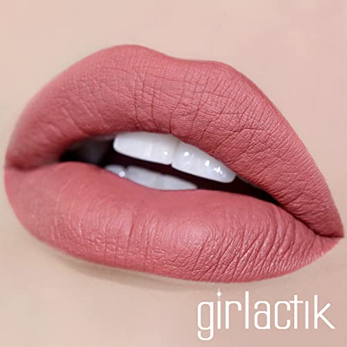 Girlactik Long Lasting Matte Lip Paint Liquid Lipstick in Allure- Long wearing, Smooth Application, Pigmented, Non-Crack Formula, Lightweight, 7.5 ml / .25 oz, (Dollhaus)