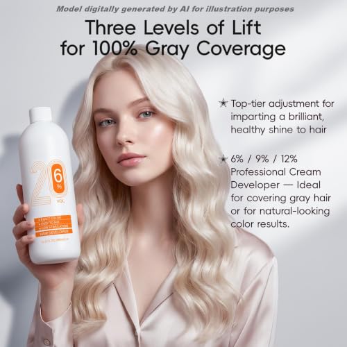 20 Volume Hair Developer Cream, 900ml - Hair Bleach Lightener