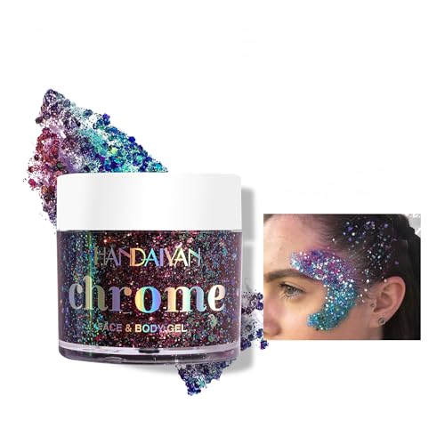 Corleone Holographic Body Glitter Gel for Body, Face, Hair, Lip Nail, Eyeshadow, Color Changing Long Lasting Sparkle Shiny Shifting Glitter Gel for Festivals and Parties Rave (4)