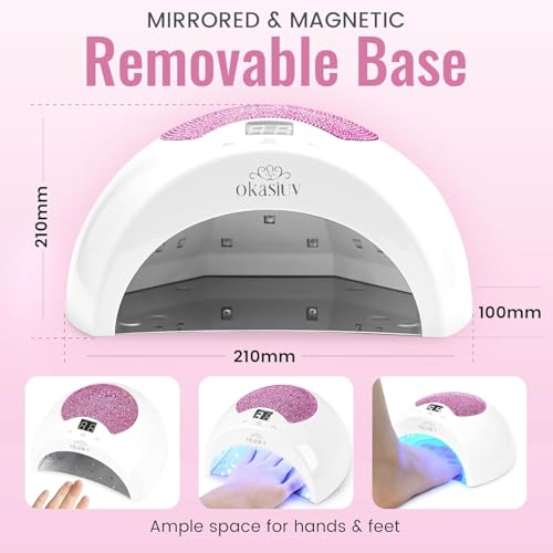 Rechargeable UV LED Nail Lamp with Diamond Design & Touch Control - 3 Timer Settings, Fast Curing for All Gel Polishes, Portable UV Nail Dryer for Professional Salon & Home (Pink)
