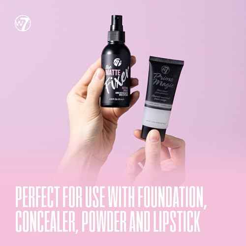 W7 Prime Magic & The Fixer Matte Set - Makeup Primer & Setting Spray Duo for a Smooth, Matte Finish - Pore Minimizer & Shine Control - Quick-Drying, Non-Sticky - Vegan & Cruelty-Free