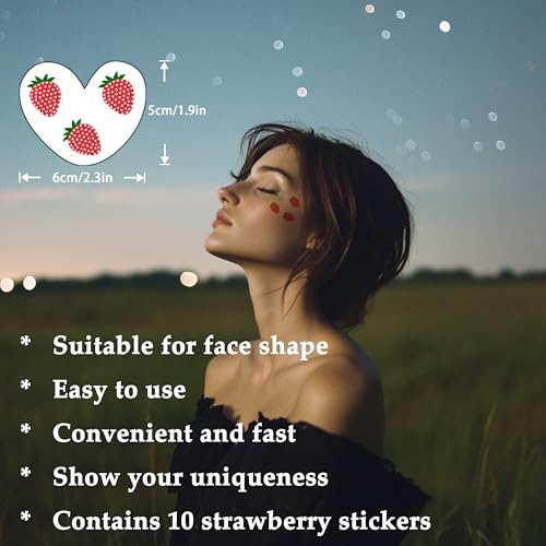 Strawberry Speckle Face Patches - 10 Waterproof Temporary Tattoos