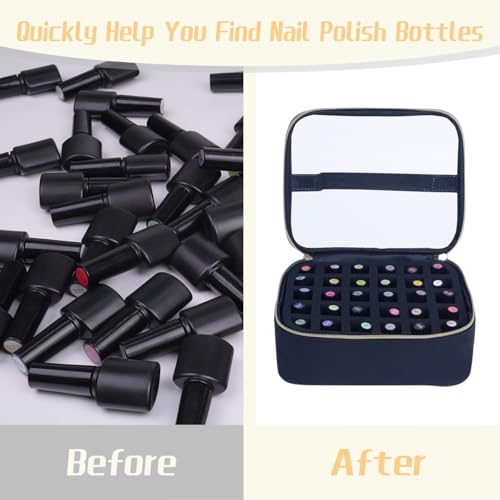 Nail Polish Organizer Case - Holds 30 Bottles with Clear Lid